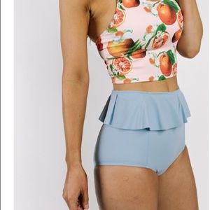 Kortni Jeane Blue Fog Peplum Swim Bottoms Medium